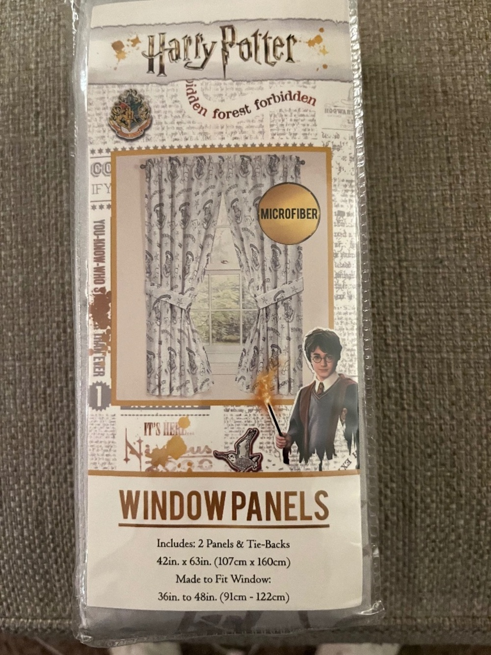 New Harry Potter Microfiber Window Curtains 2 Panels & Tie-Backs